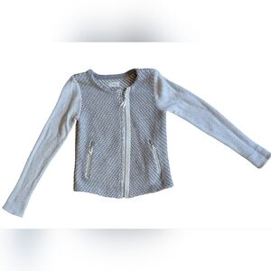 Vintage Lou & Grey By Loft Sweater Jacket Wool Blend Assymetric Full Zip Gray S